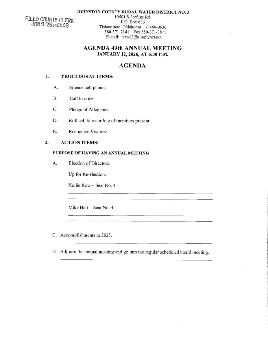 Agenda Annual Meeting 1-12-2026